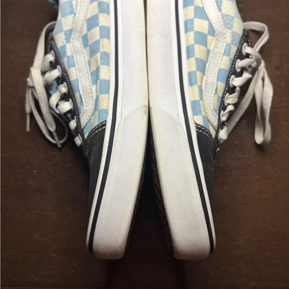 Vans Women's Checkered Sneakers - Light Blue and White Squares with Black Size 9 - Picture 5 of 9